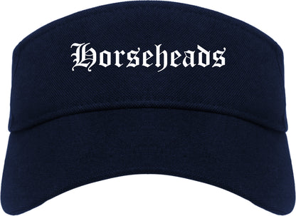 Horseheads New York NY Old English Mens Visor Cap Hat Navy Blue