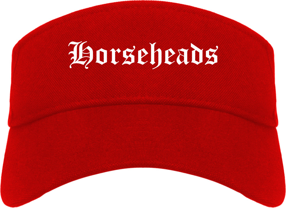 Horseheads New York NY Old English Mens Visor Cap Hat Red