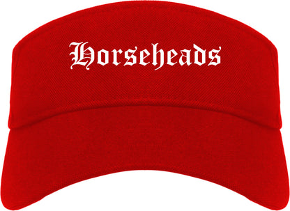 Horseheads New York NY Old English Mens Visor Cap Hat Red