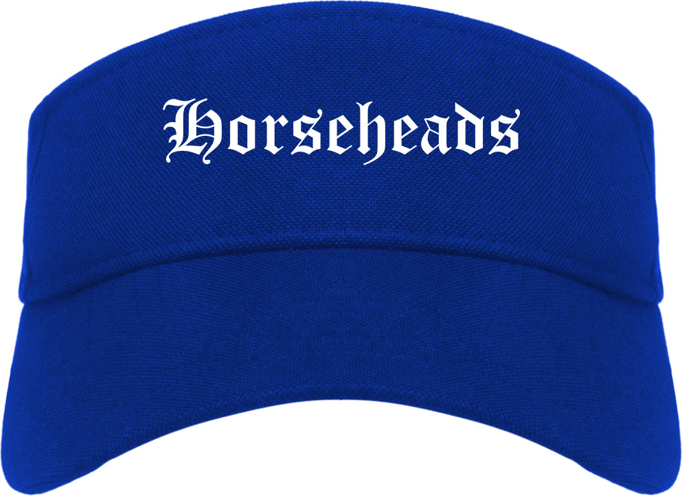 Horseheads New York NY Old English Mens Visor Cap Hat Royal Blue