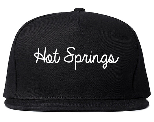 Hot Springs Arkansas AR Script Mens Snapback Hat Black