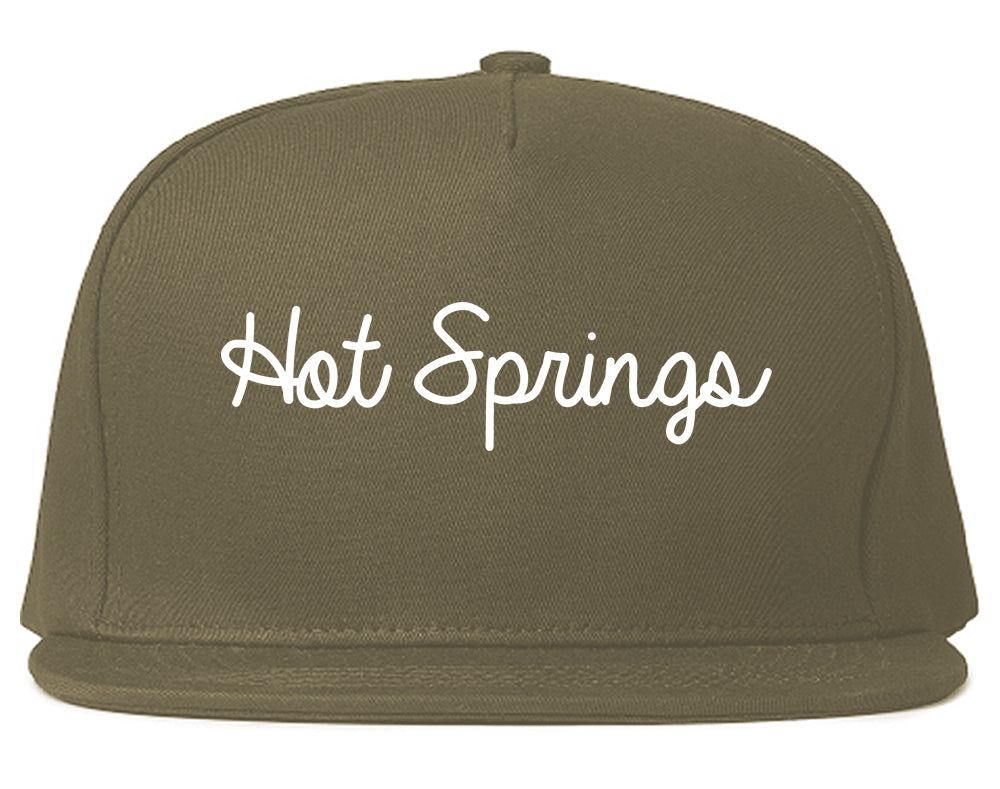 Hot Springs Arkansas AR Script Mens Snapback Hat Grey