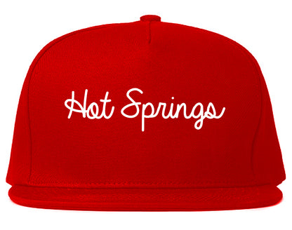 Hot Springs Arkansas AR Script Mens Snapback Hat Red