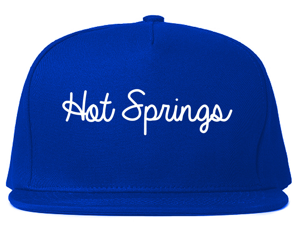 Hot Springs Arkansas AR Script Mens Snapback Hat Royal Blue