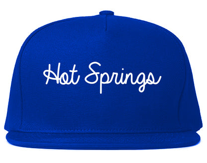 Hot Springs Arkansas AR Script Mens Snapback Hat Royal Blue