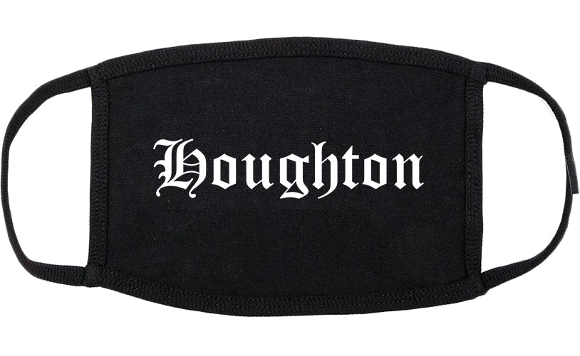 Houghton Michigan MI Old English Cotton Face Mask Black