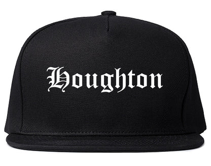Houghton Michigan MI Old English Mens Snapback Hat Black