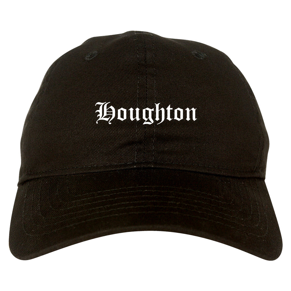 Houghton Michigan MI Old English Mens Dad Hat Baseball Cap Black