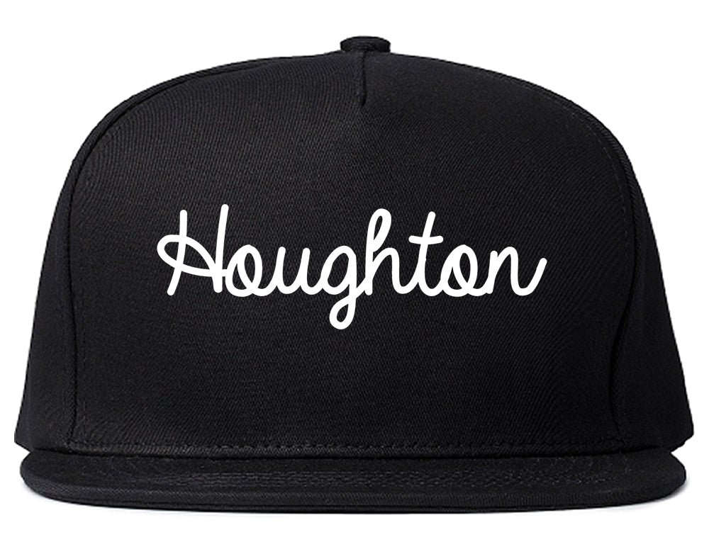 Houghton Michigan MI Script Mens Snapback Hat Black