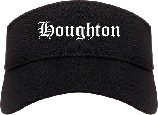Houghton Michigan MI Old English Mens Visor Cap Hat Black