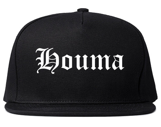 Houma Louisiana LA Old English Mens Snapback Hat Black