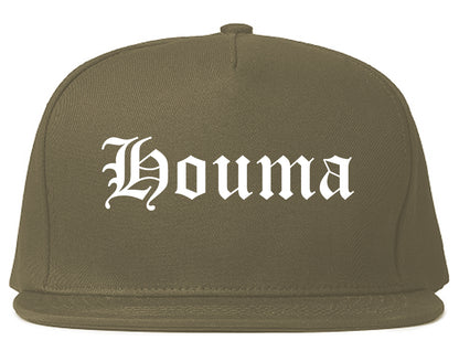 Houma Louisiana LA Old English Mens Snapback Hat Grey