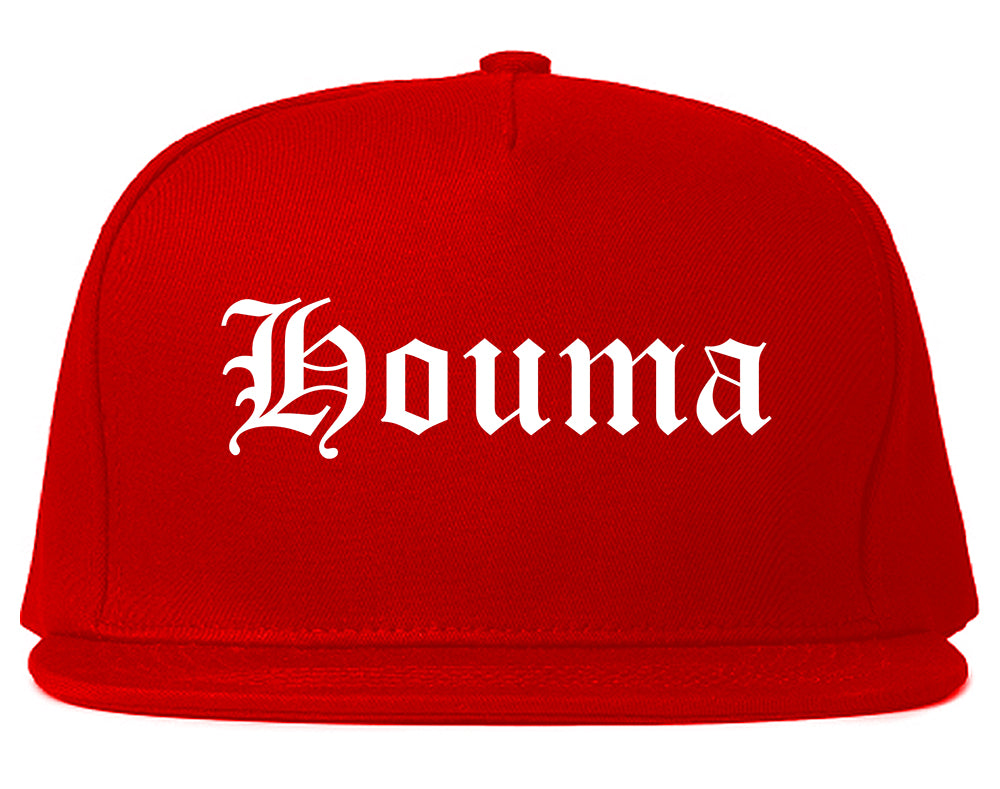 Houma Louisiana LA Old English Mens Snapback Hat Red