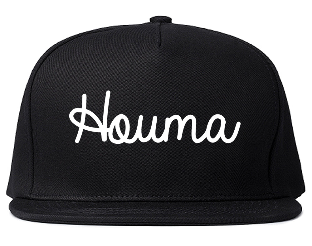 Houma Louisiana LA Script Mens Snapback Hat Black