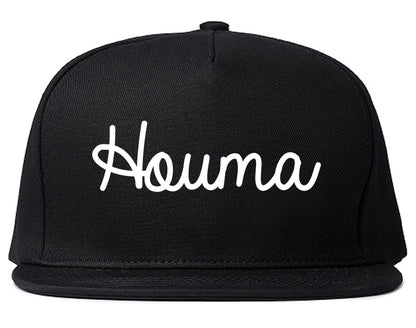 Houma Louisiana LA Script Mens Snapback Hat Black
