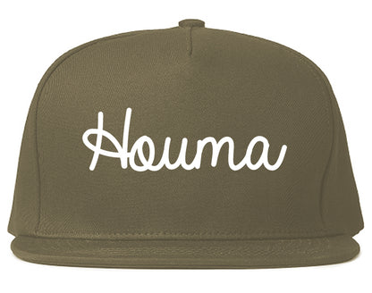 Houma Louisiana LA Script Mens Snapback Hat Grey