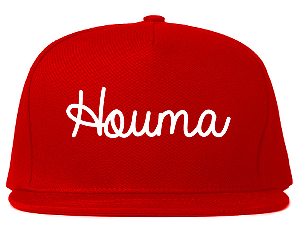 Houma Louisiana LA Script Mens Snapback Hat Red