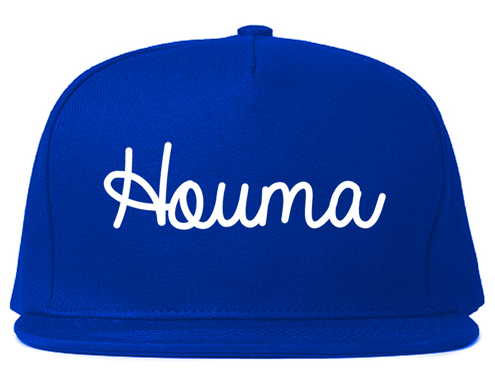 Houma Louisiana LA Script Mens Snapback Hat Royal Blue