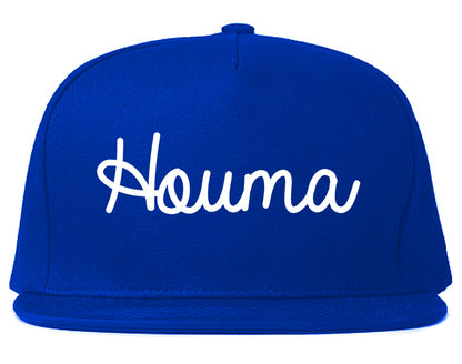 Houma Louisiana LA Script Mens Snapback Hat Royal Blue