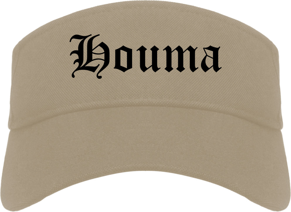 Houma Louisiana LA Old English Mens Visor Cap Hat Khaki