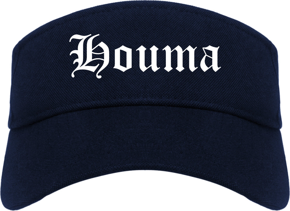 Houma Louisiana LA Old English Mens Visor Cap Hat Navy Blue