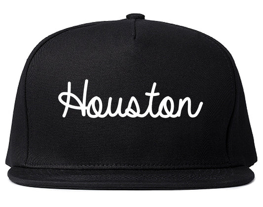 Houston Texas TX Script Mens Snapback Hat Black