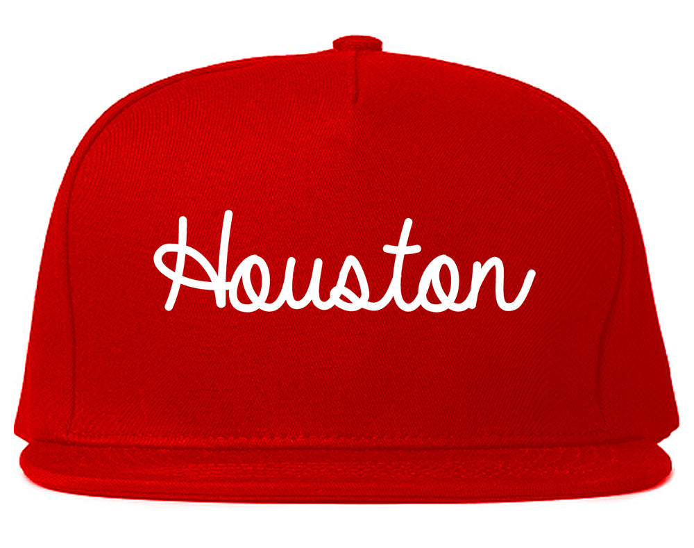 Houston Texas TX Script Mens Snapback Hat Red