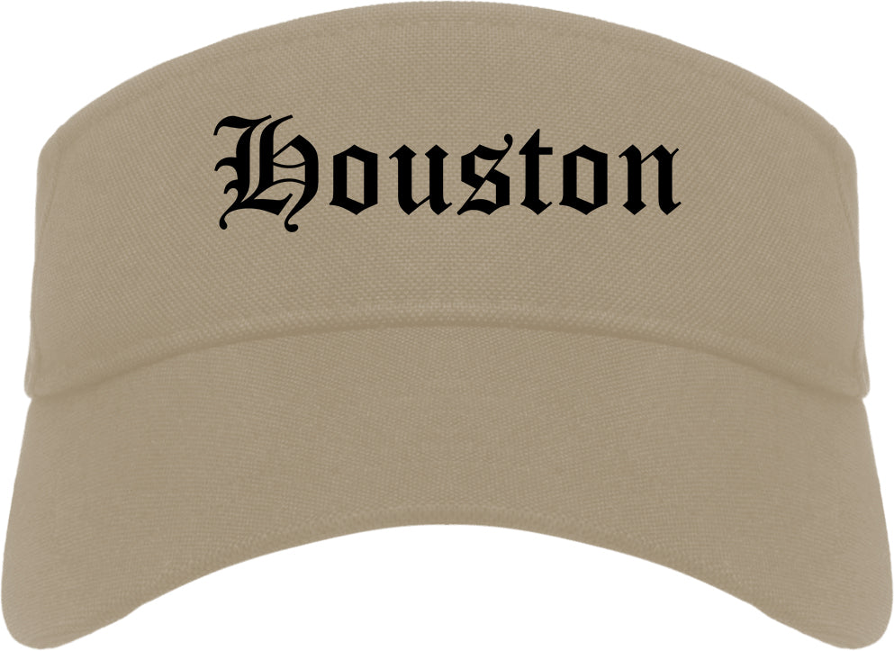 Houston Texas TX Old English Mens Visor Cap Hat Khaki