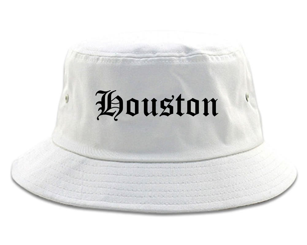 Houston Texas TX Old English Mens Bucket Hat White