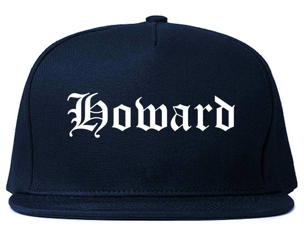 Howard Wisconsin WI Old English Mens Snapback Hat Navy Blue