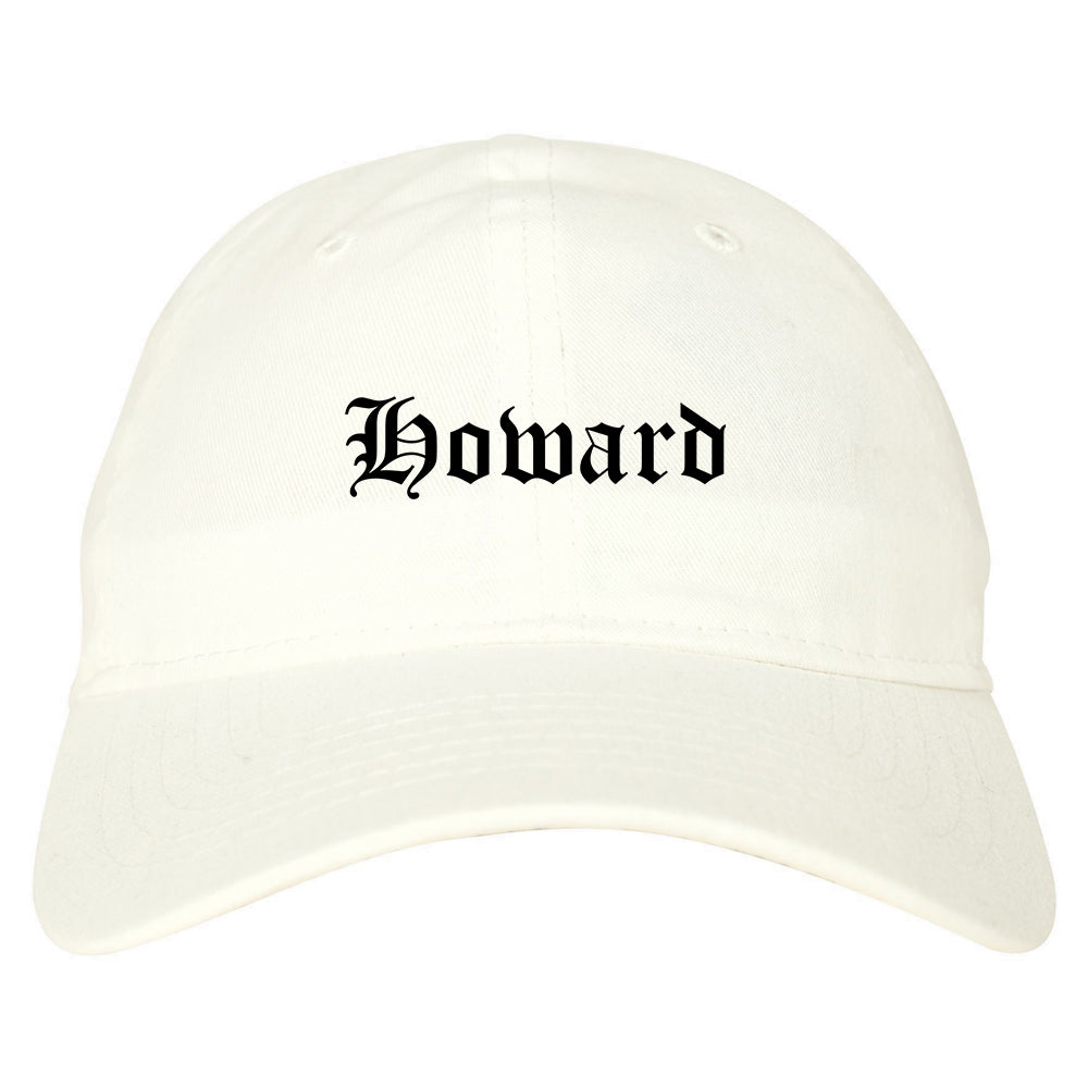 Howard Wisconsin WI Old English Mens Dad Hat Baseball Cap White