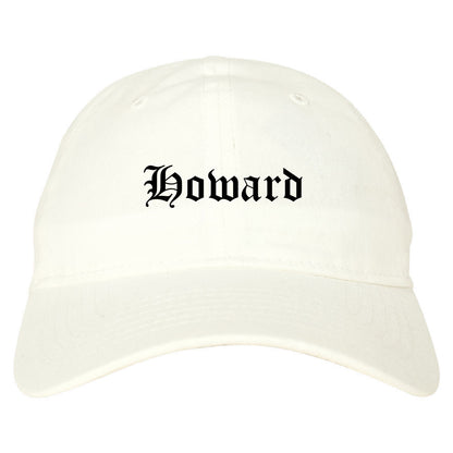 Howard Wisconsin WI Old English Mens Dad Hat Baseball Cap White