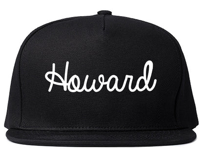 Howard Wisconsin WI Script Mens Snapback Hat Black