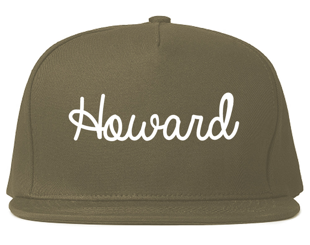 Howard Wisconsin WI Script Mens Snapback Hat Grey