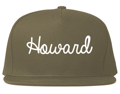 Howard Wisconsin WI Script Mens Snapback Hat Grey