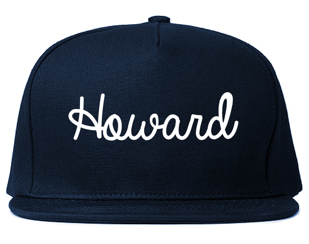 Howard Wisconsin WI Script Mens Snapback Hat Navy Blue
