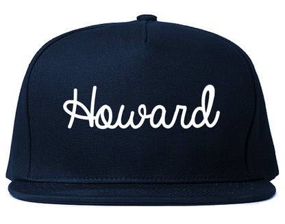 Howard Wisconsin WI Script Mens Snapback Hat Navy Blue