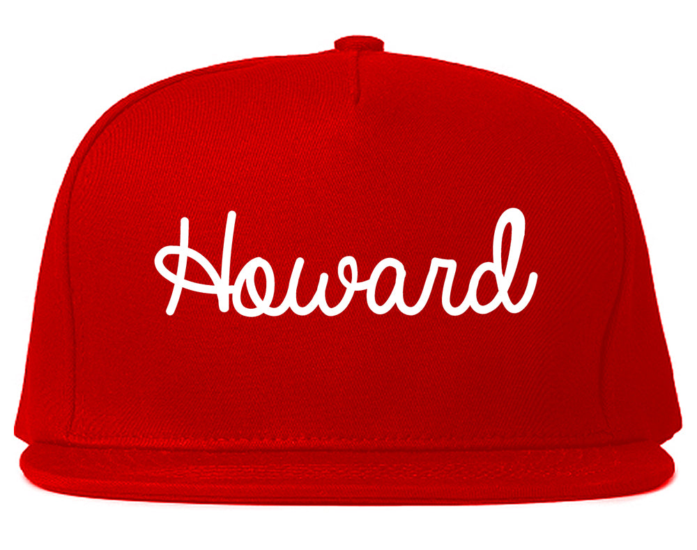 Howard Wisconsin WI Script Mens Snapback Hat Red