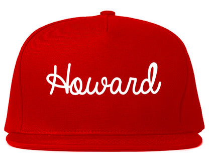 Howard Wisconsin WI Script Mens Snapback Hat Red