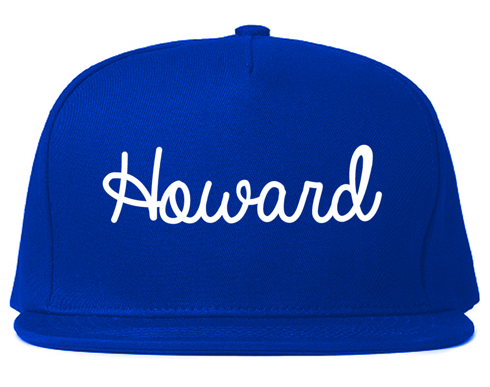 Howard Wisconsin WI Script Mens Snapback Hat Royal Blue