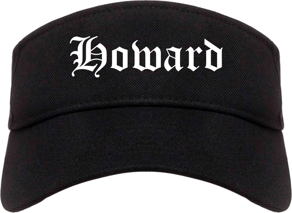 Howard Wisconsin WI Old English Mens Visor Cap Hat Black