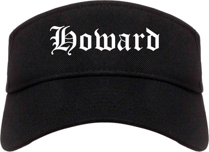 Howard Wisconsin WI Old English Mens Visor Cap Hat Black