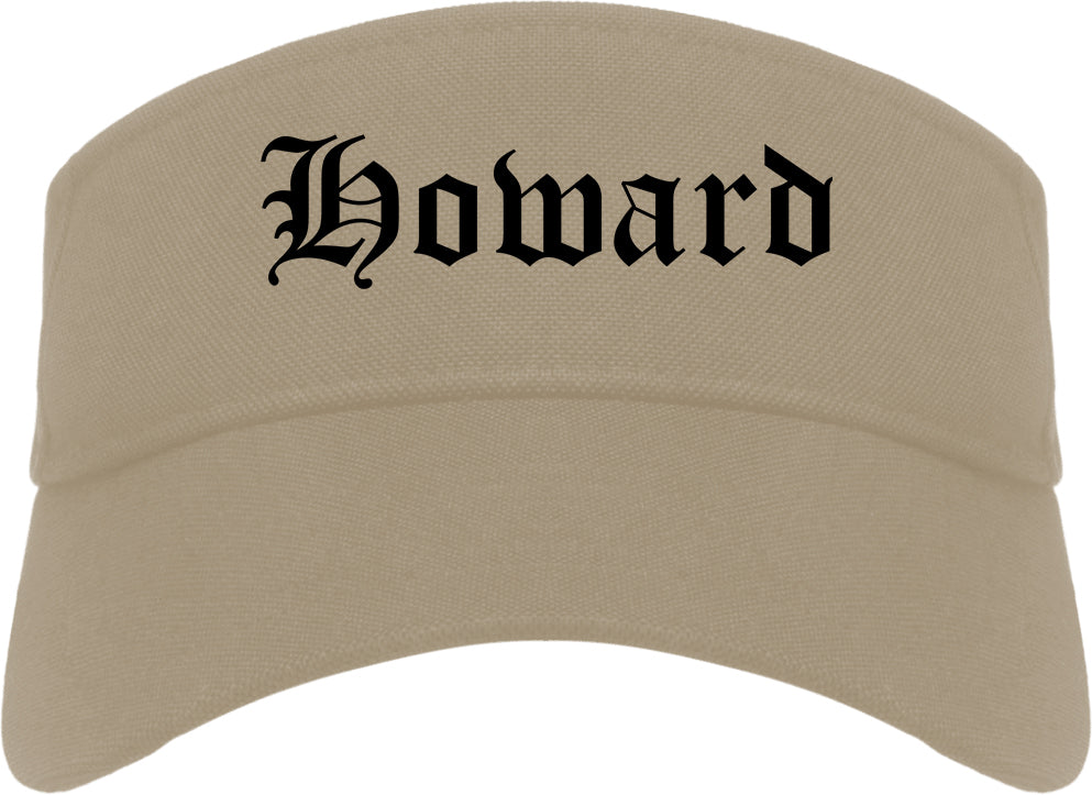 Howard Wisconsin WI Old English Mens Visor Cap Hat Khaki