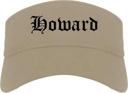 Howard Wisconsin WI Old English Mens Visor Cap Hat Khaki