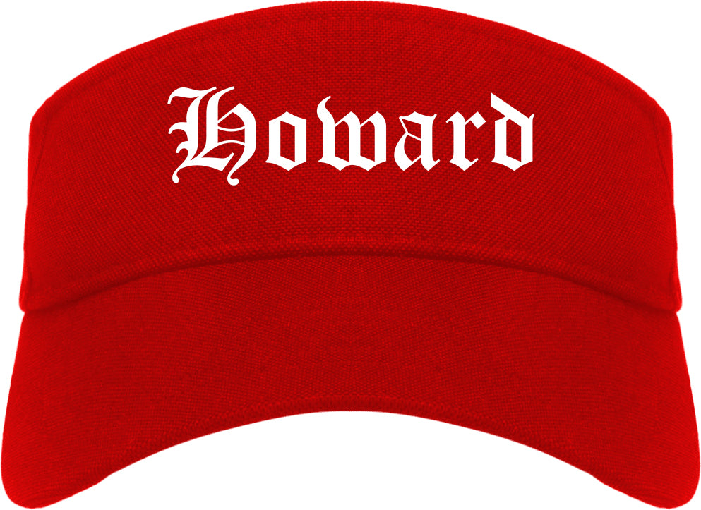Howard Wisconsin WI Old English Mens Visor Cap Hat Red