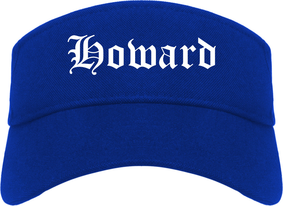 Howard Wisconsin WI Old English Mens Visor Cap Hat Royal Blue