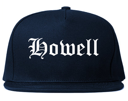 Howell Michigan MI Old English Mens Snapback Hat Navy Blue