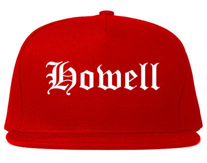 Howell Michigan MI Old English Mens Snapback Hat Red