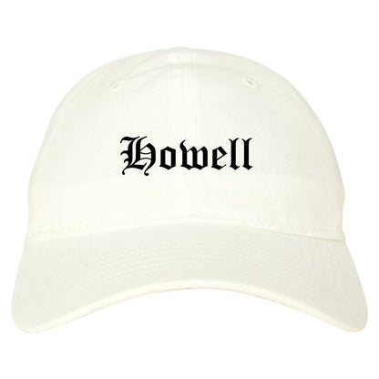Howell Michigan MI Old English Mens Dad Hat Baseball Cap White