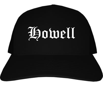 Howell Michigan MI Old English Mens Trucker Hat Cap Black
